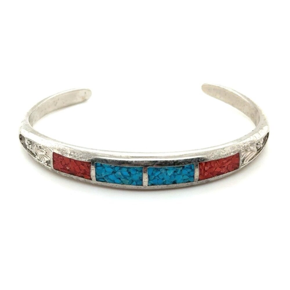 Faux Coral/Turquoise Cuff - Picture 1 of 4
